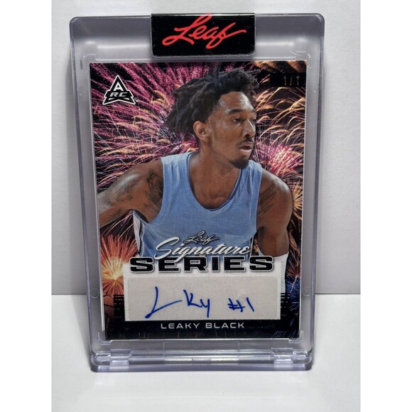 2022 Leaf Leaky Black 1/1 Auto RC Rookie North Carolina Tar...